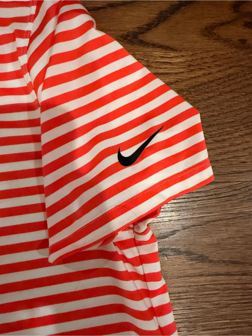 Nike Orange and White Striped Polo with Astros Patch